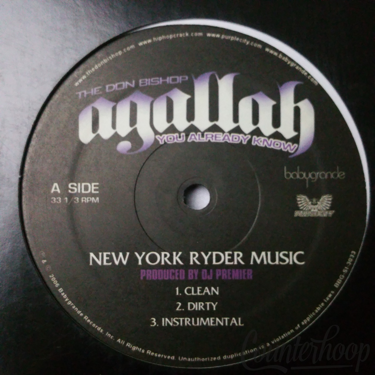 Agallah – New York Ryder Music / Ride Out (O.G.G.G.) 8-Off/DJ Premier/Alchemist — main photograph