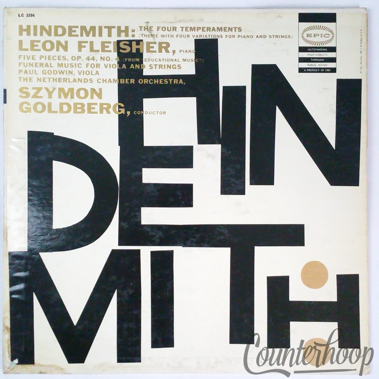 Hindemith-The Four Temperaments / Five Pieces / Funeral Music VG++1956 Epic Mono — main photograph
