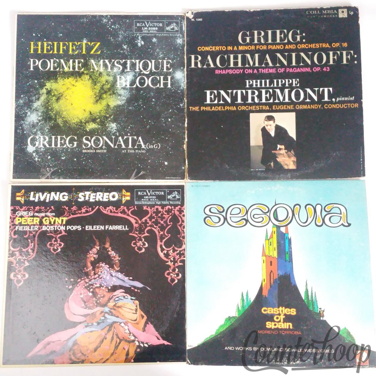 4x Heifetz/Grieg/Rachmaninoff/Entremont/Peer Gynt/Segovia Castles Of Spain/Bloch — main photograph