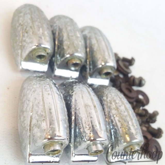 Gretsch 6x Tom/Snare Drum Lugs Round Badge RB Vintage Chrome Broadkaster 50s USA — main photograph