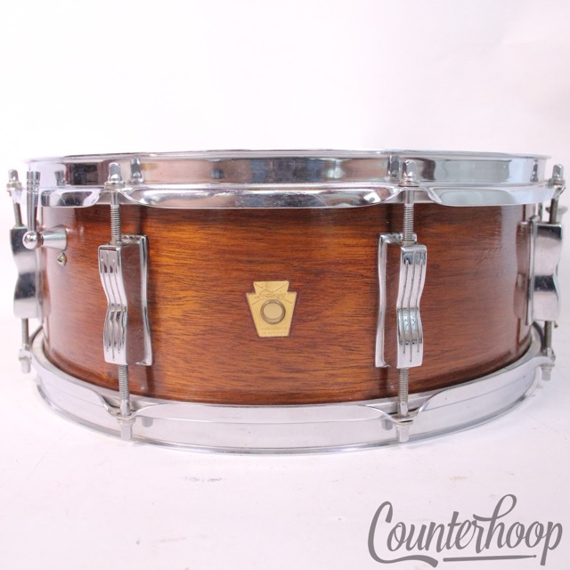 Ludwig 14x5"Jazz Festival Snare Drum Natural Mahogany Vintage 60s Keystone P83* — main photograph