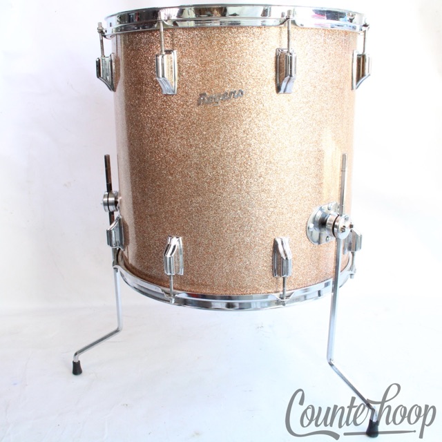 Rogers Champagne Sparkle 16x16"Floor Tom Drum Cleveland,OH Holiday Vintage 60s* — main photograph