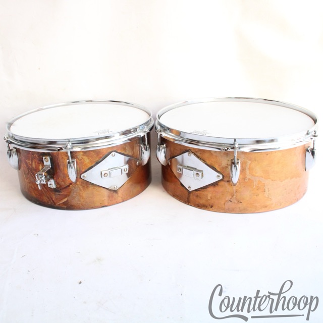 Pearl Copper Timbales 13,14x6"Latin Percussion Drums Made In Japan Vintage 60s* — main photograph