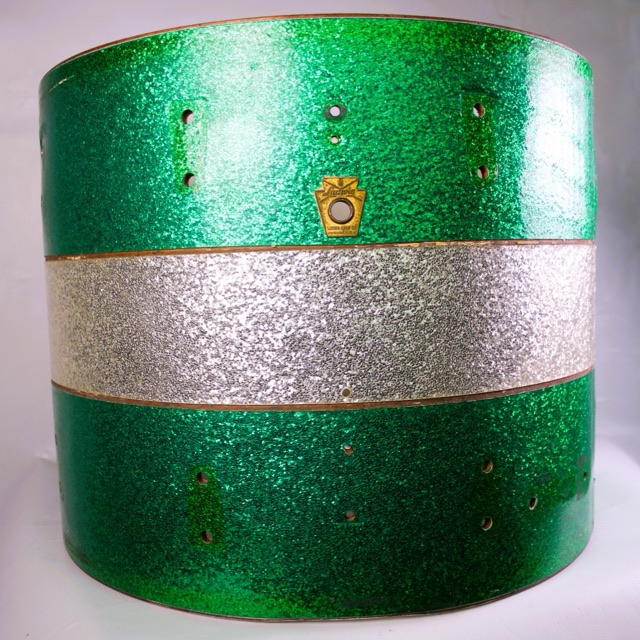 Ludwig 12x15"3Ply Green/Silver Sparkle Pre-Serial Snare/Tom Drum Shell Vintage60 — main photograph