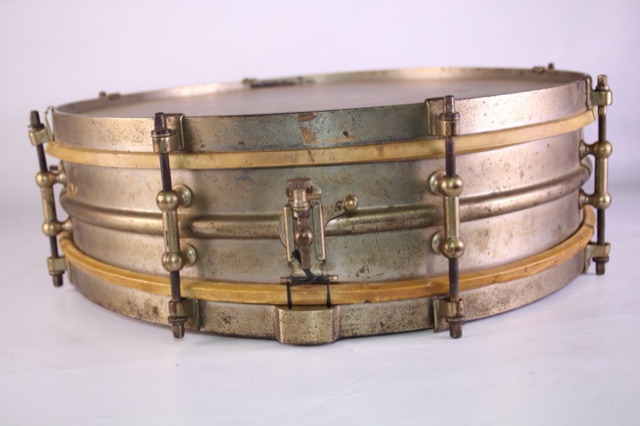 Ludwig 2Piece Brass 14x4"8Lug Snare Drum Vintage 20s NOB Dance Model Pioneer USA — main photograph
