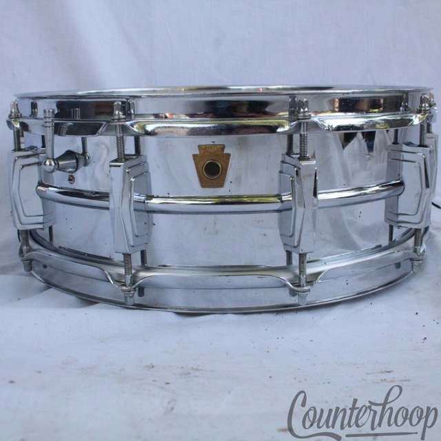 Ludwig Supraphonic 14x5"Snare Drum COB Brass Rims USA Vintage 60s Keystone Badge — main photograph