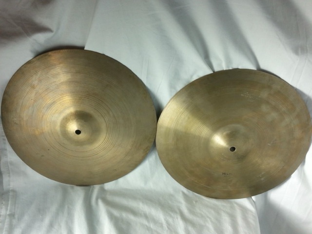 Kashian 14"Hi-Hats Cymbals UFIP/Slingerland 1000g/1140g Vintage 60s B20 Italy* — main photograph