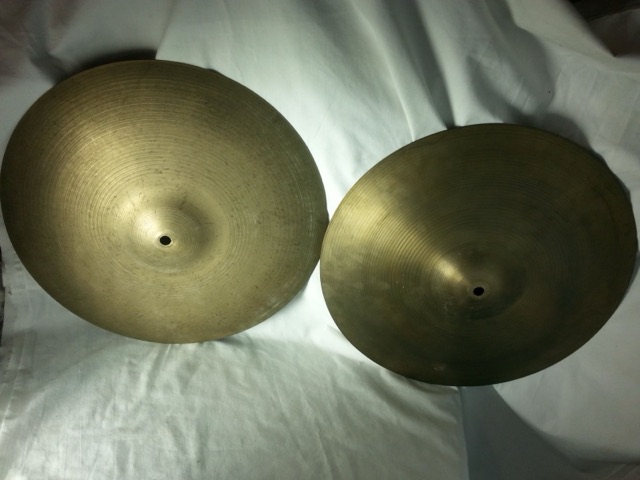Kashian 15"Hi-Hats Cymbals UFIP/Slingerland 1180g/1230g Vintage 60s B20 Italy* — main photograph