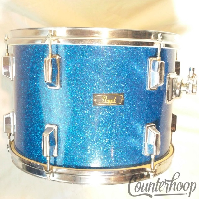 Pearl 14x10"Tom Drum Blue Sparkle Vintage 70s Made in Japan 6ply All Original* — main photograph