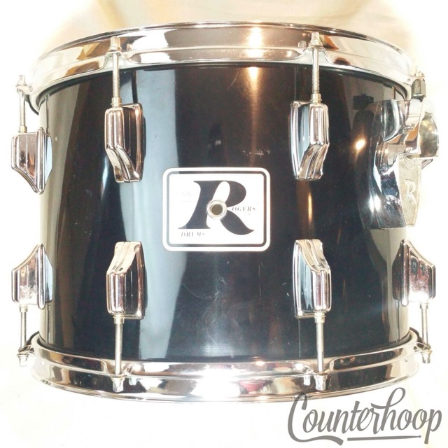 Rogers 14x10"Tom Drum Piano Black 5ply Keller Maple Shell Big R Vintage 70s USA — main photograph