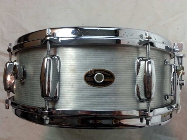 Slingerland Ribbed Aluminum Snare Drum 14x5"Vintage 60s Niles,IL USA Sound King — main photograph