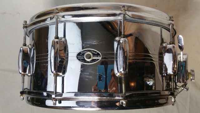 Slingerland 14x6.5"Gene Krupa 10-Lug Chrome Brass Snare Drum Vintage 70s S.King — main photograph