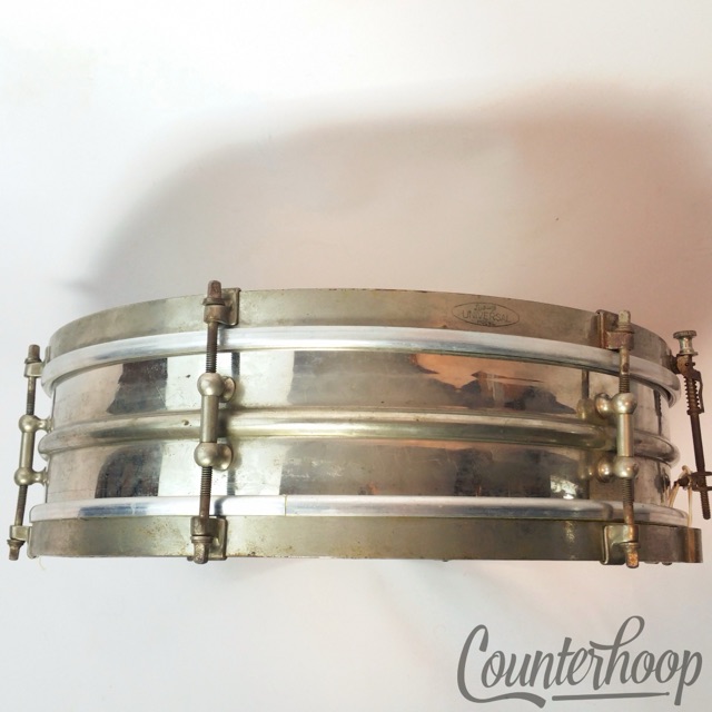 Ludwig 15x4"Brass Snare Drum Heavy 2-Piece Shell Universal Vintage10s Nickel USA — main photograph