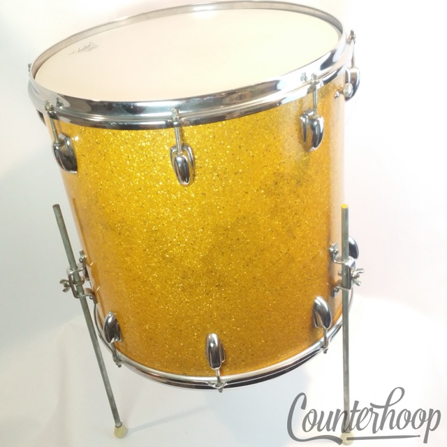 Slingerland 16x16" Floor Tom Drum Vintage 50s 3Ply African Mahogany Gold Sparkle — main photograph