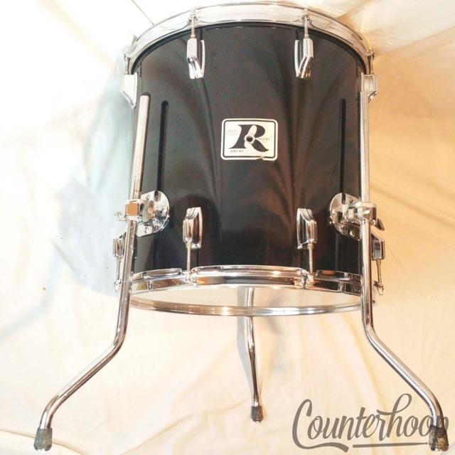 Rogers 16x16"Floor Tom Drum Piano Black 5ply Keller Maple Shell Big R 70s USA* — main photograph