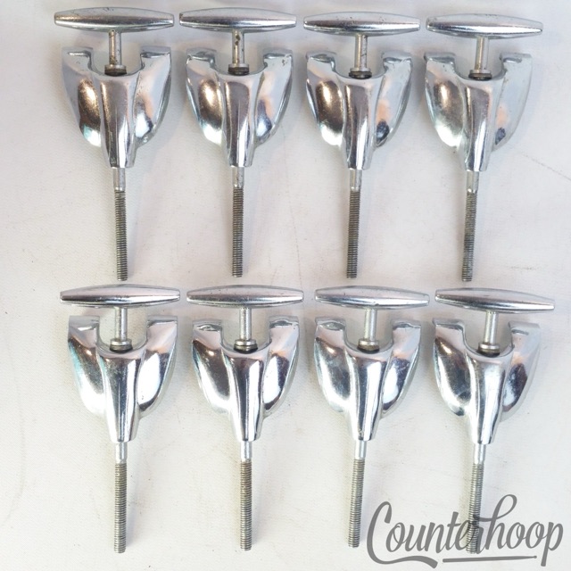 Gretsch 8x Bass Drum Tension Rods/Claws Round Badge Chrome Vintage RB 4 1/4" 60s — main photograph