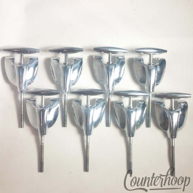 Gretsch Bass Drum 8x Tension Rods/Claws Round Badge Chrome Vintage RB 4 1/4" 60s — main photograph