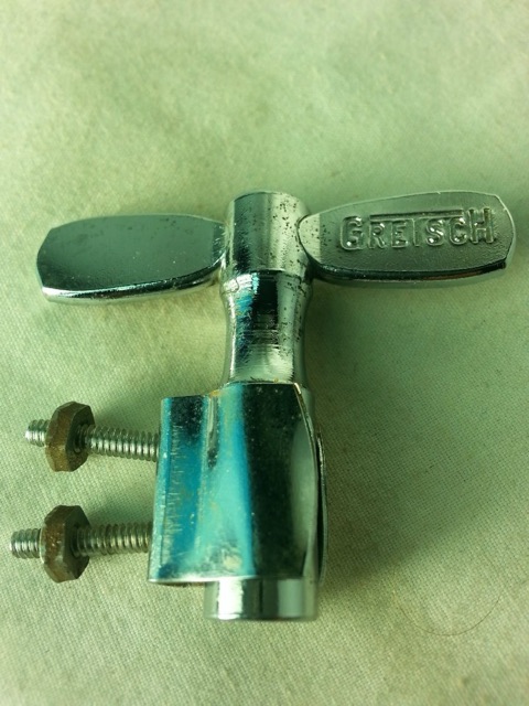 Gretsch Drum Key+Mount Holder Chrome Vintage Round Badge RB 50s Broadkaster* — main photograph
