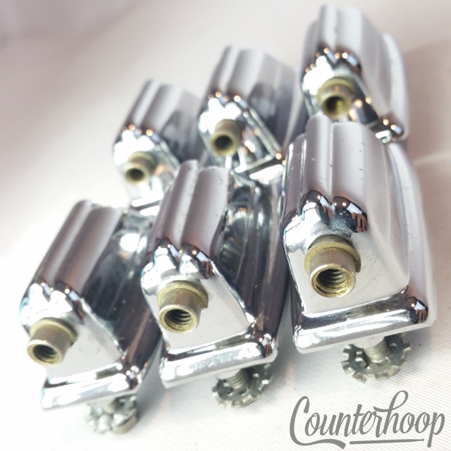 Rogers 6x Beavertail Tom Drum Lugs Chrome 70s Vintage Fixed Swivel Nut 9/72 XP8 — main photograph