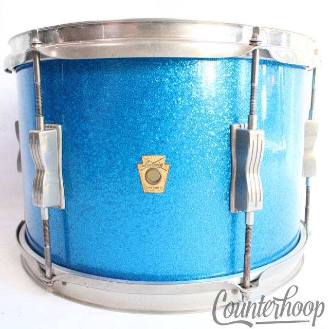 Ludwig 12x8" Tom Drum Blue Sparkle 60s 3Ply Club Date NOB Brass Keystone Chicago — main photograph