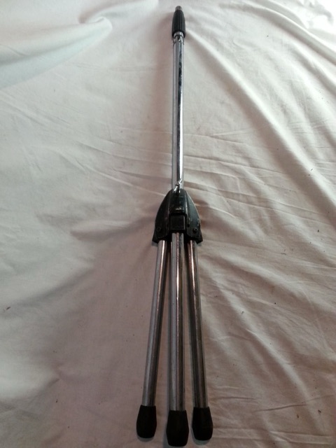 KIMA Tripod Mic Stand Holder Base Part Straight Tube Steel Chrome Vintage* — main photograph