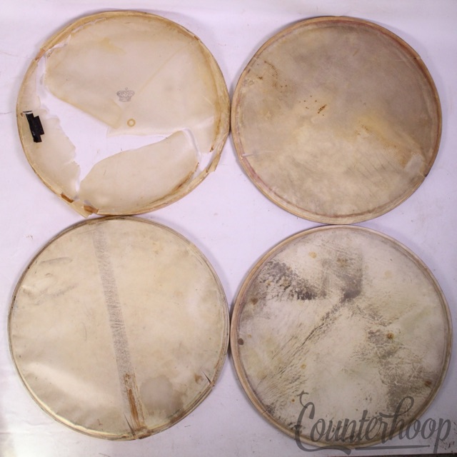 White Eagle 4x 15" Snare/Tom Drum Slunk Calf Skin Heads Resonant+Batter Set 20s — main photograph