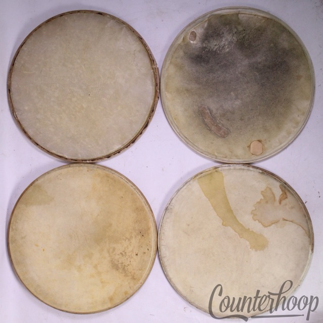 Leedy/Ludwig 4x 14" Snare/Tom Drum Calf Skin Heads Batter Side Set Vintage 20s* — main photograph