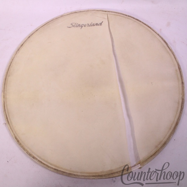Slingerland 22"Bass Drum Calf Skin Head Logo Resonant Vintage 60s Sound King USA — main photograph