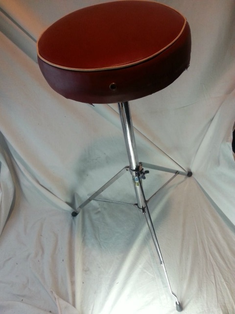 Ludwig Drum Throne Vintage 70s Chrome Red Seat Chair Set Blue/Olive Sticker* — main photograph