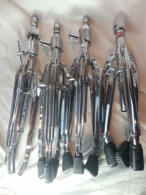 Gibraltar Drum Set Throne 4x Tripod Parts Lot Double Braced Heavy Duty Chrome* — main photograph
