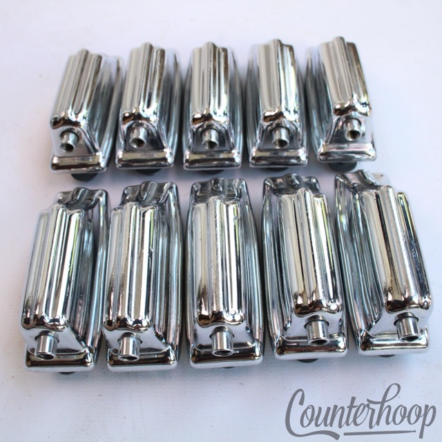 Rogers 10x Beavertail Bass Drum Lugs Chrome Dayton Powertone Vintage 60s USA Set — main photograph