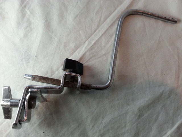 Ludwig 3/8" Angled Rod Arm Cowbell Holder w/ Clamp-On Bass Drum Mount 70s USA* — main photograph