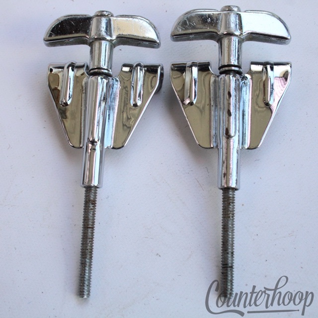 Rogers 2x Bass Drum Tension T-Rods+Claws Vintage 60s Powertone Chrome Tensioner — main photograph