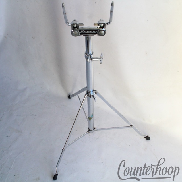Ludwig Double Tom Drum Mount Stand Holder L-Arm Posts Chrome Atlas Vintage 70s* — main photograph