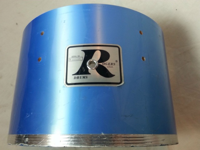 Rogers 12x8"Tom Drum Shell Vintage 70s Blue Mist Big R USA 8ply Solid 100%Maple — main photograph