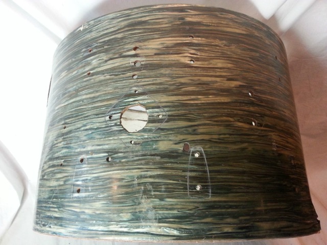 Ludwig 22x14" Blue Oyster Pearl Bass Drum Project Shell -Hoop Inlays/Patch 60s* — main photograph