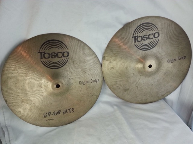 Tosco Hi-Hats Cymbals 13" Hip Hop 870/1110g 90s B20 Sabian Original Design AA* — main photograph