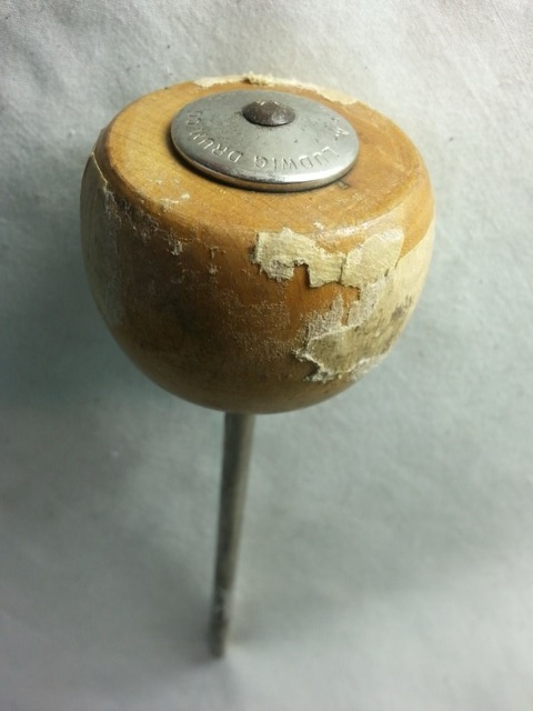 Ludwig Wood Bass Drum Pedal Beater 1/4" x 6 1/4" - Classic Nickel Vintage 50s* — main photograph