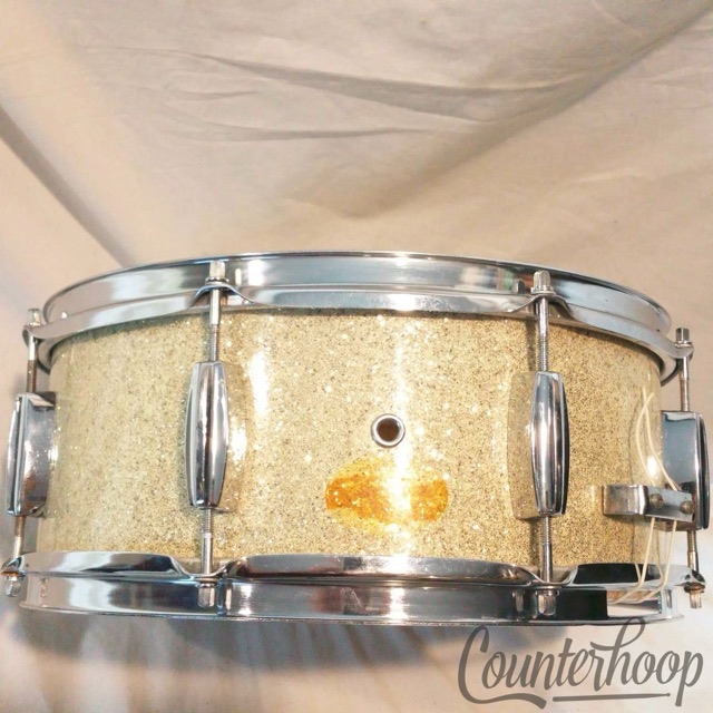 Pearl 14x5" Snare Drum Silver Sparkle Vintage 60s Lauan Shell w/ Re-Rings Japan — main photograph