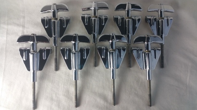 Rogers 8x Bass Drum Tension T-Rods Screws/Claws 3 3/4"Powertone 60s Vintage USA — main photograph