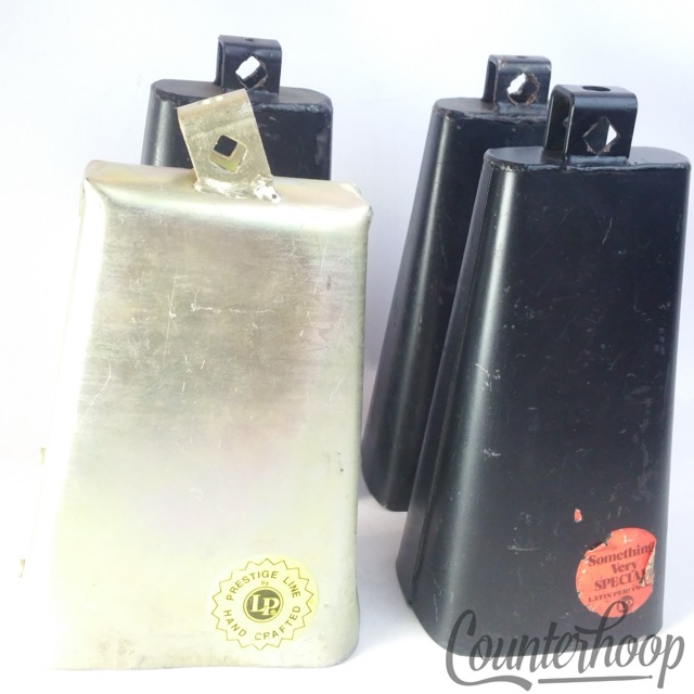 Latin Percussion 4x Cowbells LP Black Beauty Made In USA Cow Bells Parts Lot Set — main photograph
