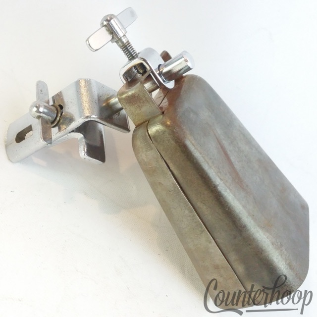 Slingerland 4" Copper Cowbell +Clamp-On Bass Drum Hoop Mount Rod Vintage 60s USA — main photograph