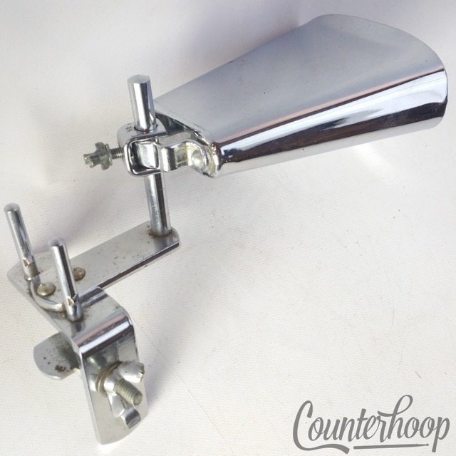 Cowbell 4 5/8"+ Clamp-On Bass Drum Hoop Mount Bracket w/ Wood Block Rods Chrome — main photograph