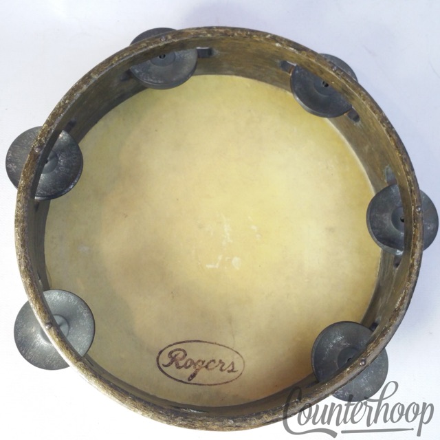 Rogers 8" Wood/Calf Tambourine Solid 1-Ply Oak Vintage 50s Percussion Instrument — main photograph