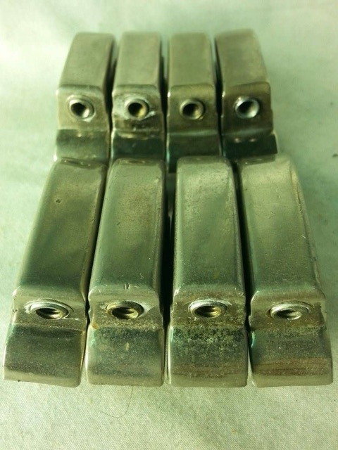 Leedy 8x Beavertail Bass/Floor Tom Drum Lugs Nickel Elkhart IN Vintage 40s/50s* — main photograph
