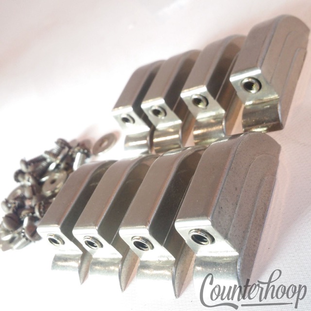 Leedy 8x Beavertail Bass/Floor Tom Drum Lugs Nickel Elkhart IN Vintage 40s/50s* — main photograph