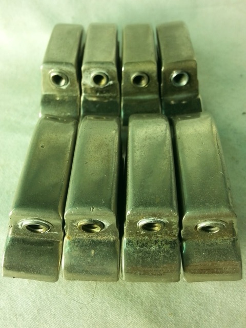 Leedy 8x Beavertail Bass/Floor Tom Drum Lugs Nickel Elkhart IN Vintage 40s/50s* — main photograph