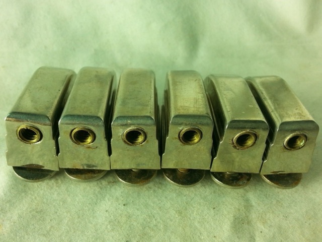Leedy 6x Beavertail Bass/Floor Tom Drum Lugs Elkhart,IN Nickel No-Tab 40s/50s* — main photograph
