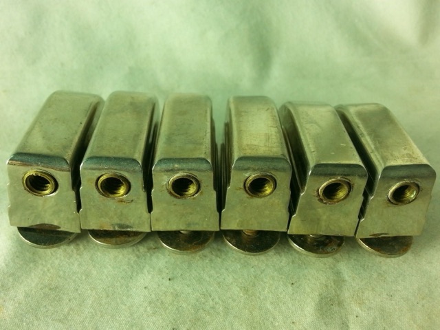 Leedy 6x Beavertail Bass/Floor Tom Drum Lugs Elkhart,IN Nickel No-Tab 40s/50s* — main photograph