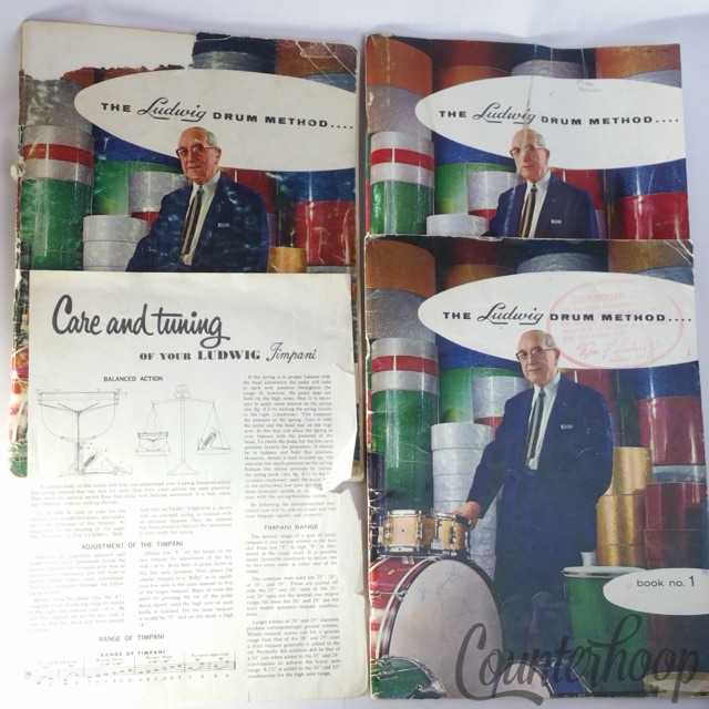 Ludwig Drum Method Book 1 1962 by Wm.F.Ludwig Lot 3x+Timpani Care Flyer Vintage — main photograph